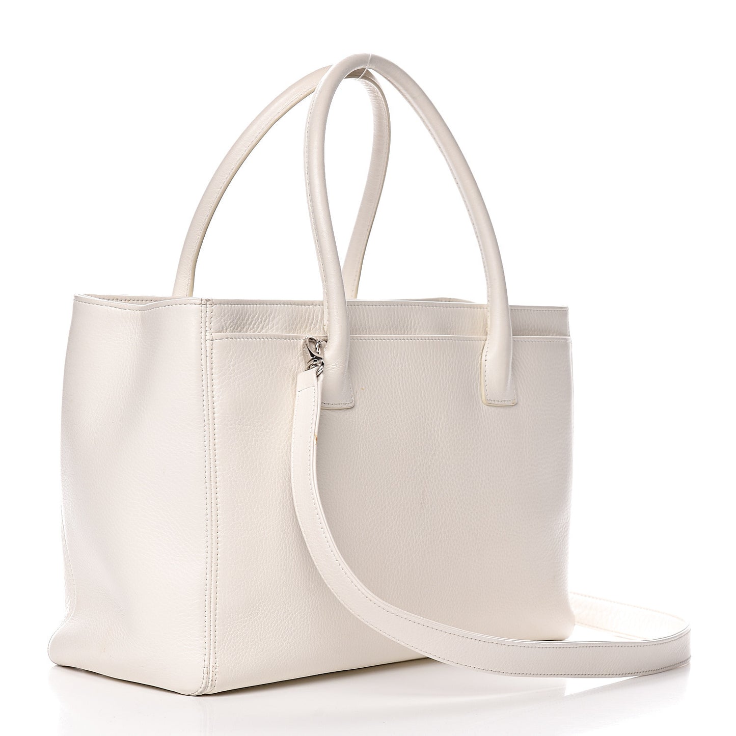 Calfskin Cerf Executive Shopper Tote White