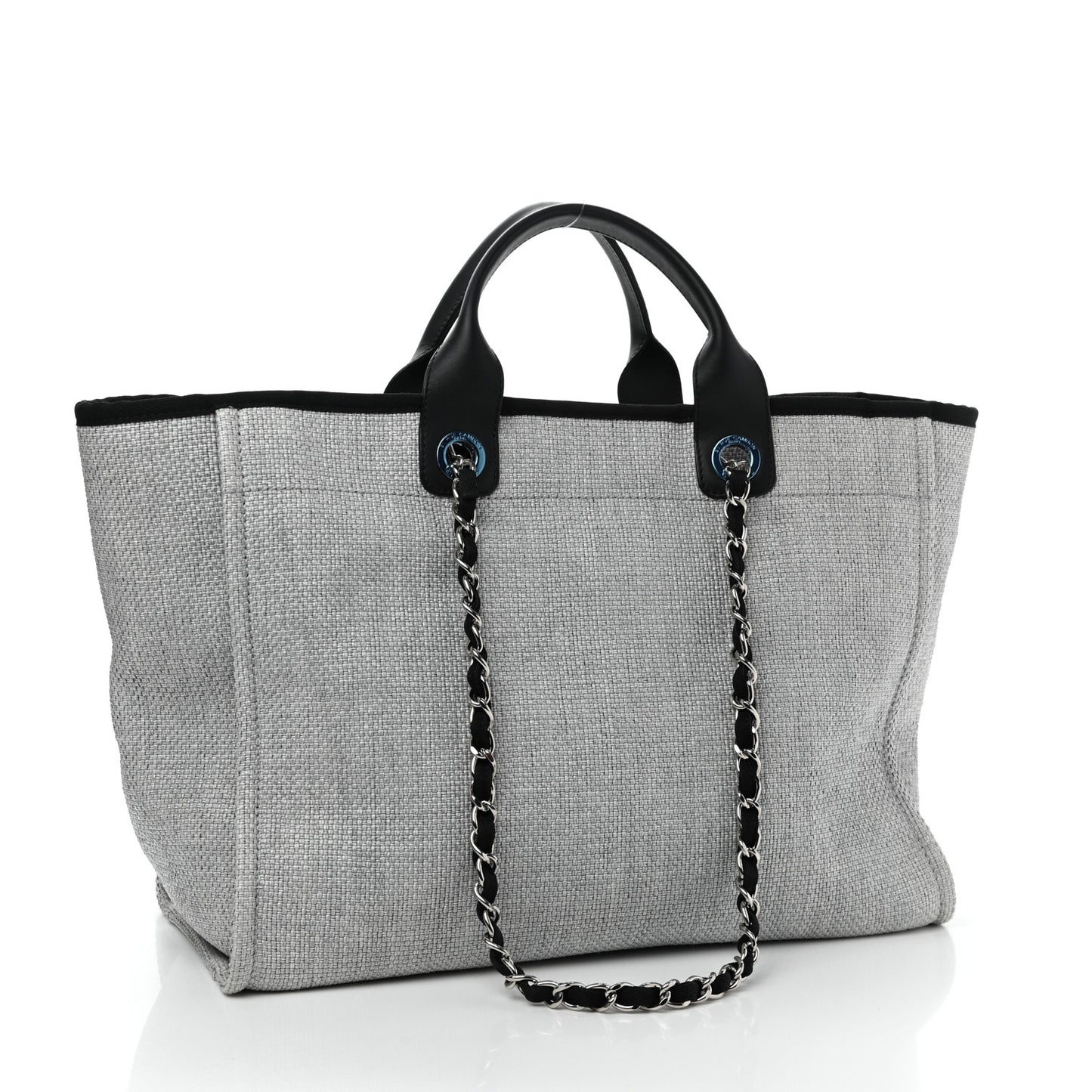 Woven Straw Raffia Large Deauville Tote Grey