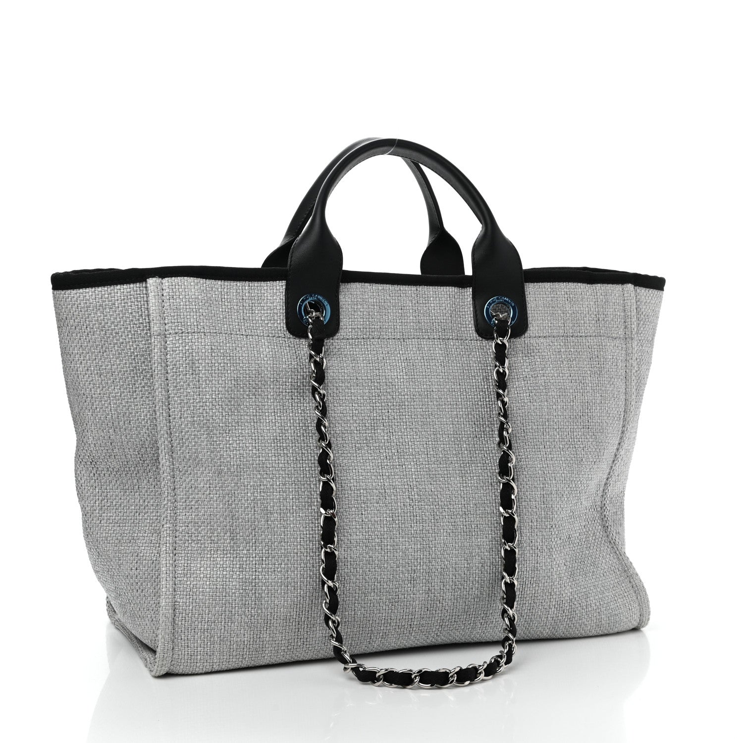 Chanel Woven Straw Raffia Large Deauville Tote Grey 3 of 12