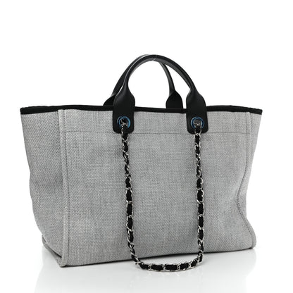 Chanel Woven Straw Raffia Large Deauville Tote Grey 3 of 12