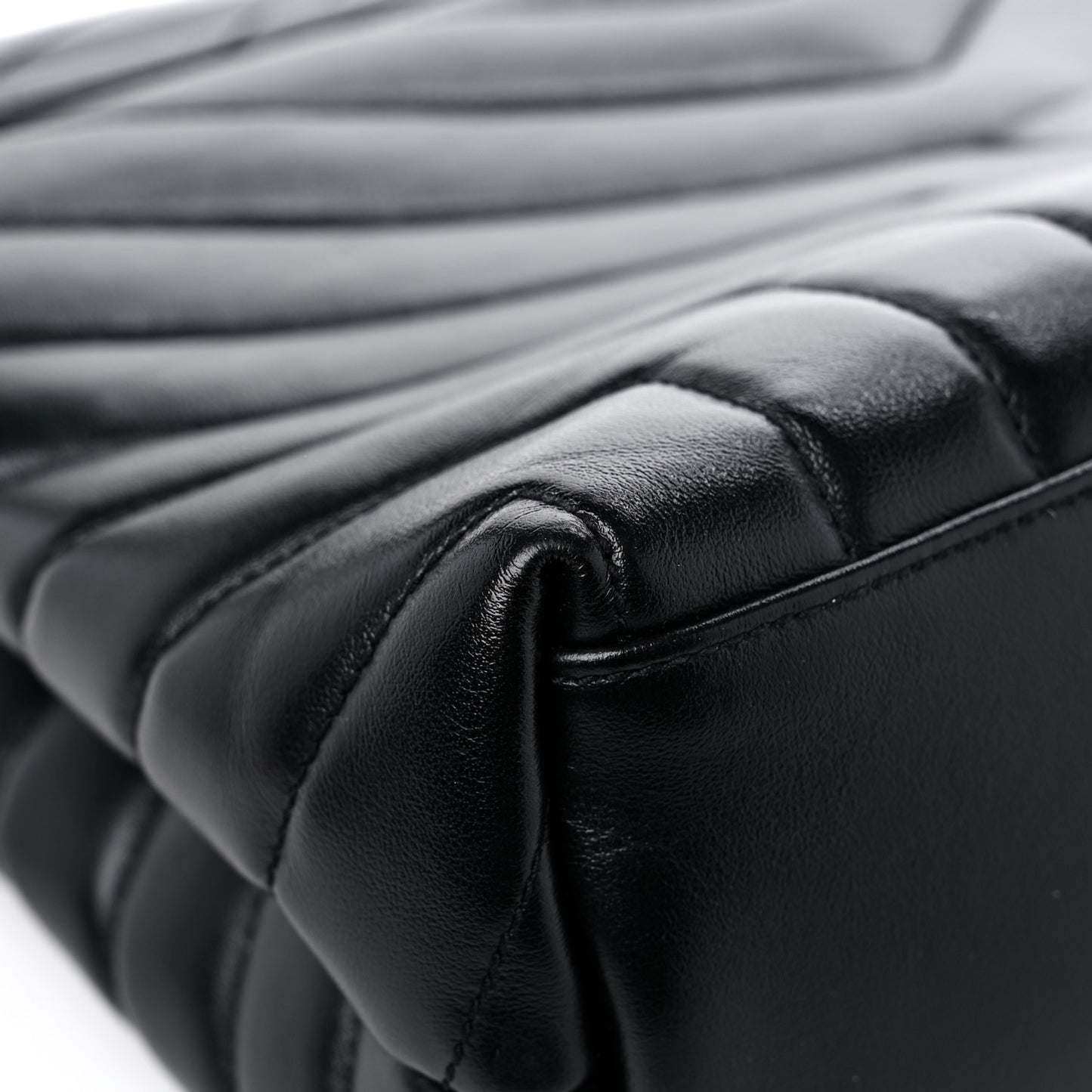 Calfskin Y Quilted Monogram Medium Loulou Chain Satchel Black