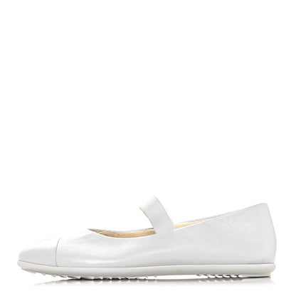 Chanel Lambskin Cap Toe CC Mary Jane Flats 39.5 White 1 of 11