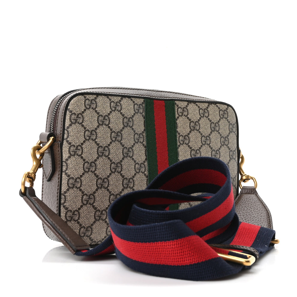 Gucci GG Supreme Monogram Textured Dollar Calfskin Web Ophidia Wristlet ...