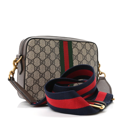 Gucci GG Supreme Monogram Textured Dollar Calfskin Web Ophidia Wristlet Shoulder Bag Beige Ebony New Acero 2 of 9