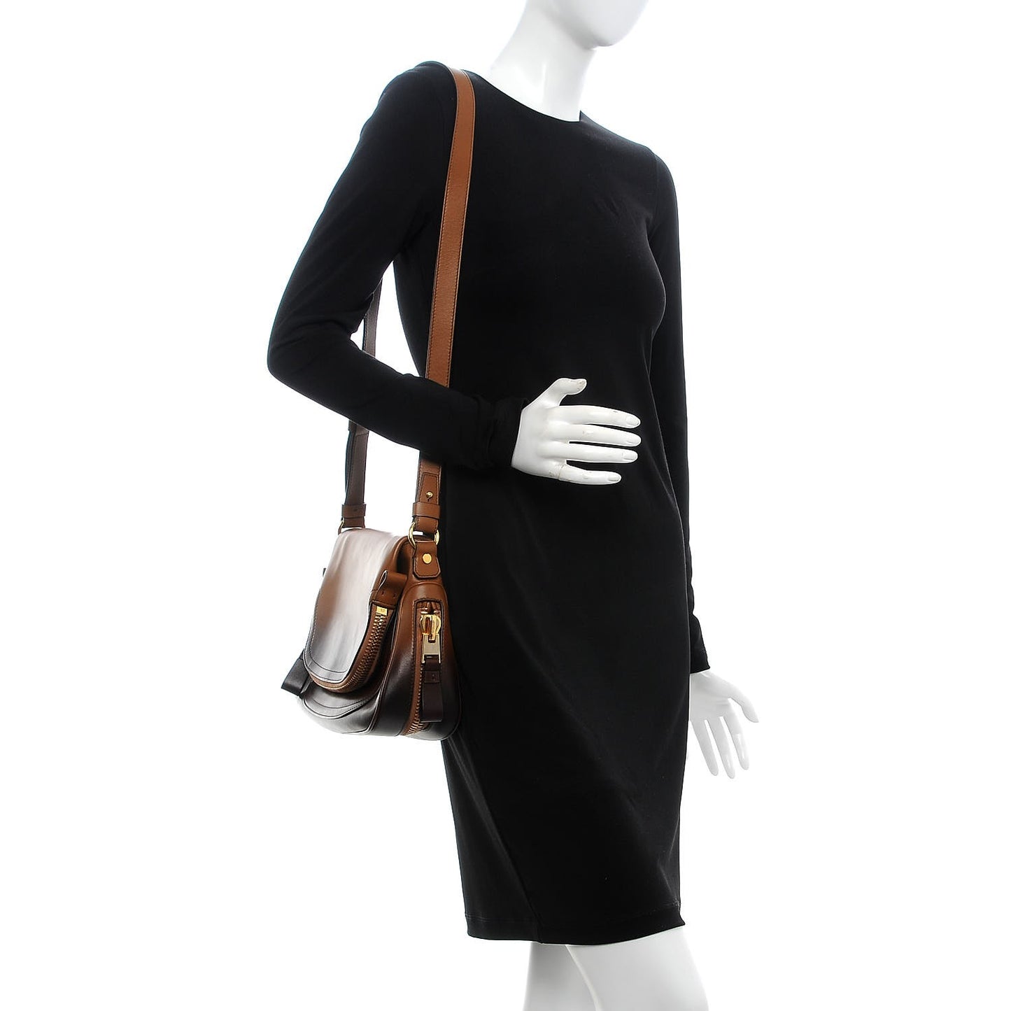 Grained Calfskin Medium Shaded Jennifer Crossbody Tan