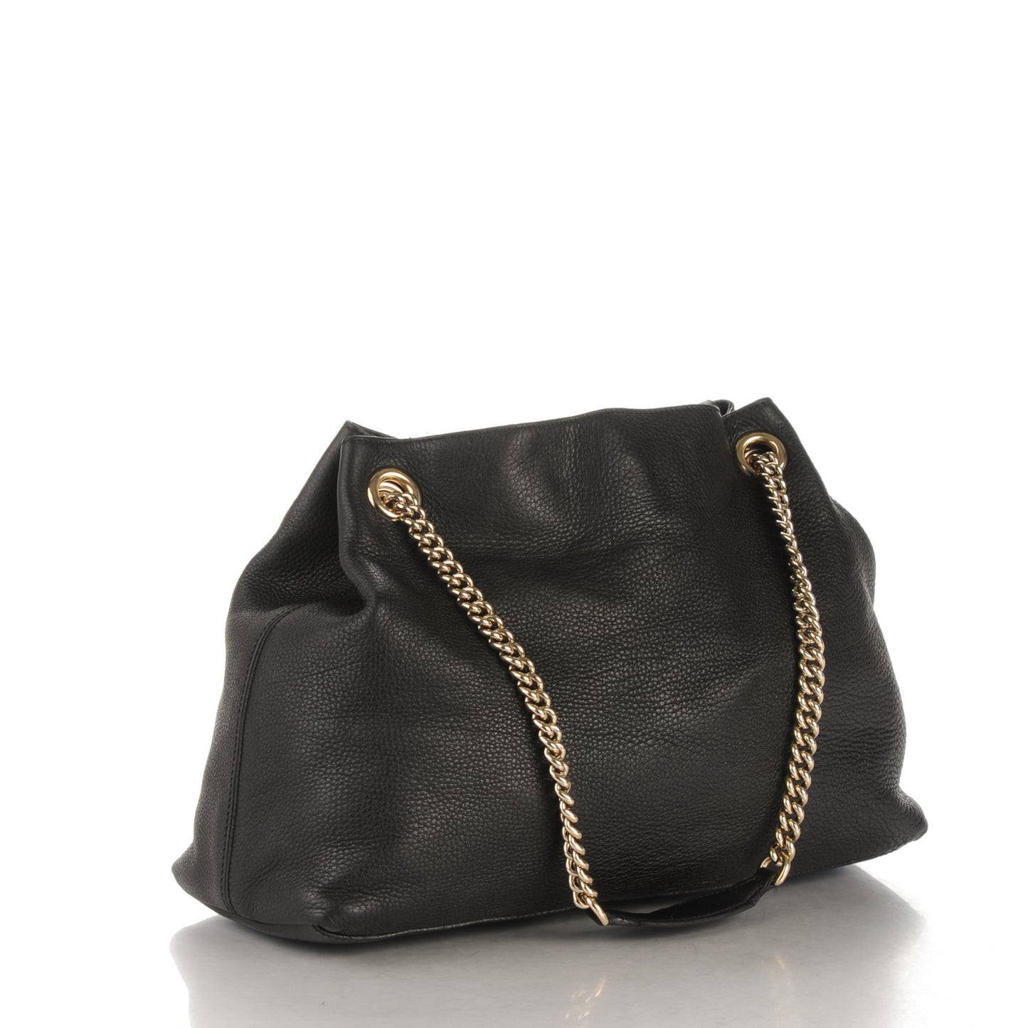 Pebbled Calfskin Medium Soho Chain Shoulder Bag Black