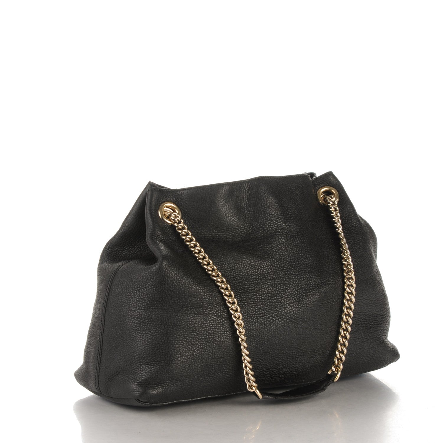 Gucci Pebbled Calfskin Medium Soho Chain Shoulder Bag Black 3 of 8