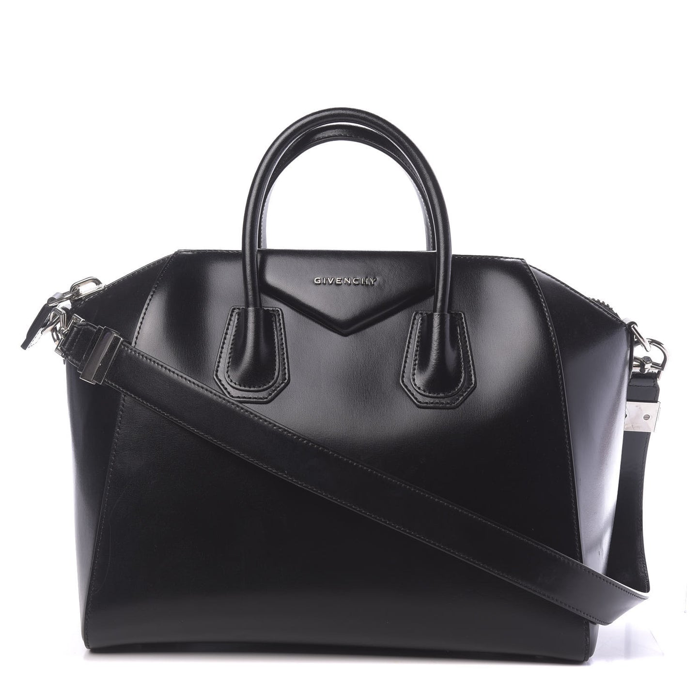Shiny Lord Calfskin Medium Antigona Black