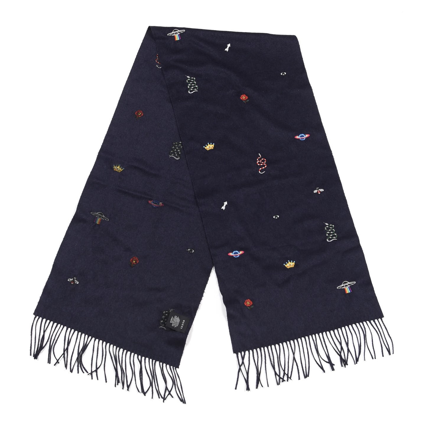 Silk Cashmere Soft Mixer Fringe Scarf Midnight Blue