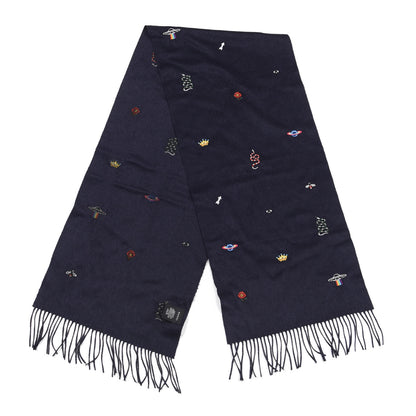 Gucci Silk Cashmere Soft Mixer Fringe Scarf Midnight Blue 2 of 5