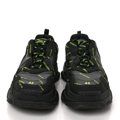 Balenciaga Technical Fabric Allover Logo Mens Triple S Sneakers 42 Black Fluo Yellow 2 of 8