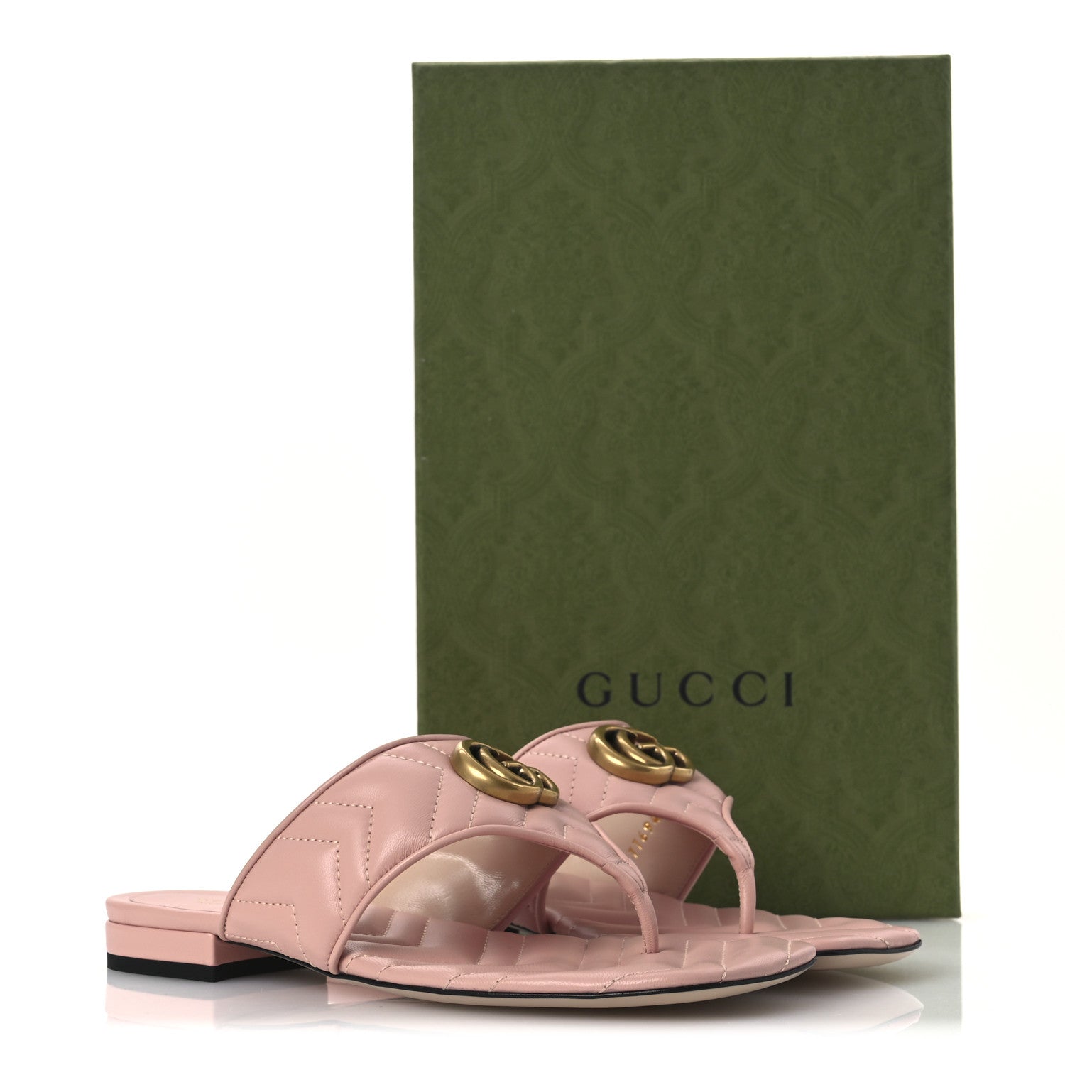Gucci Nappa Charlotte Double G Marmont Thong Sandals 37 Perfect Pink 11 of 11