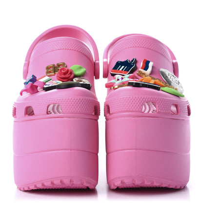 Balenciaga X CROCS Rubber Textured Womens Platform Sandals 36 Rose Bonbon 2 of 10