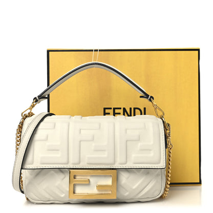 Fendi Nappa FF 1974 Embossed Mini Baguette White 12 of 12