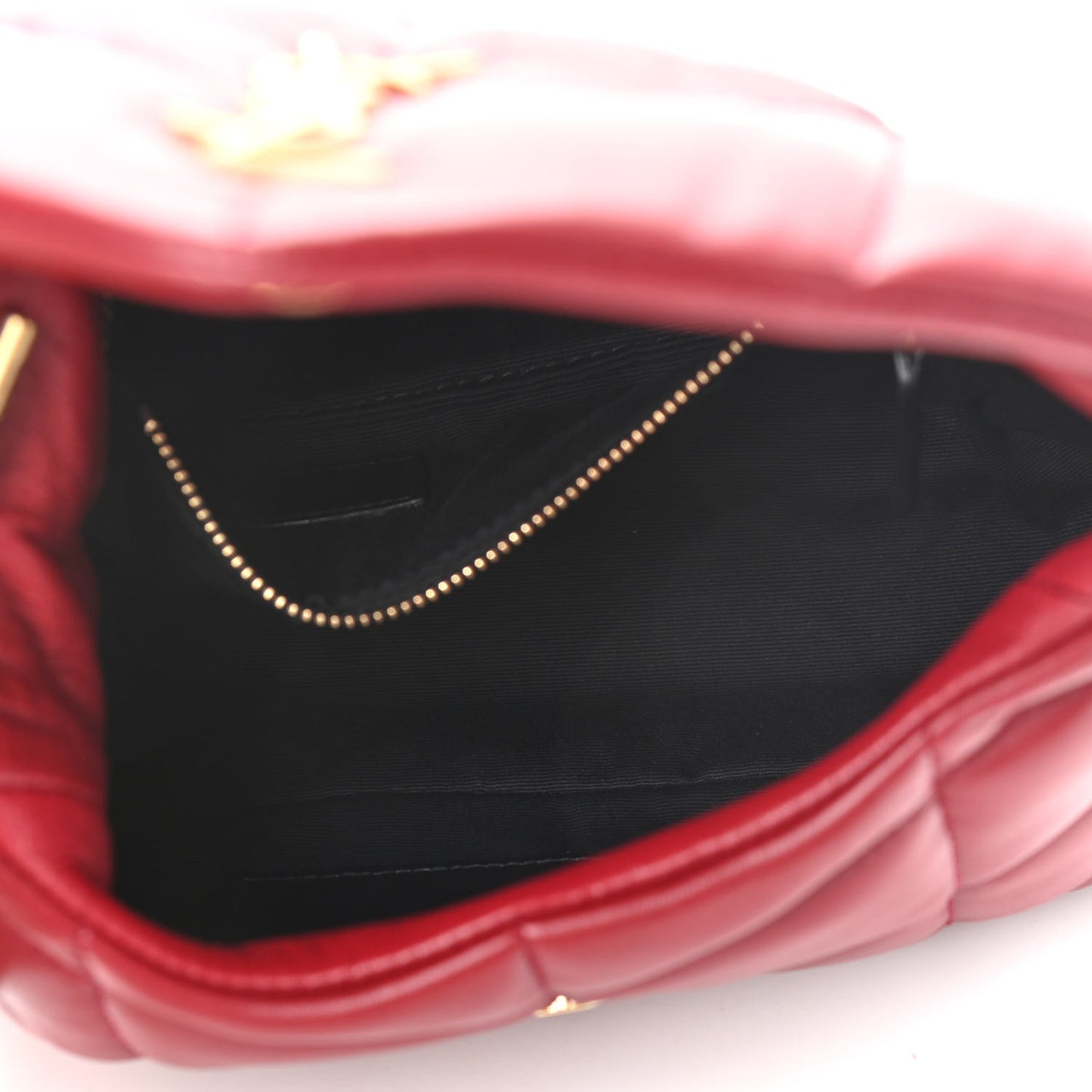 Lambskin Quilted Toy Loulou Puffer Monogram Chain Satchel Red