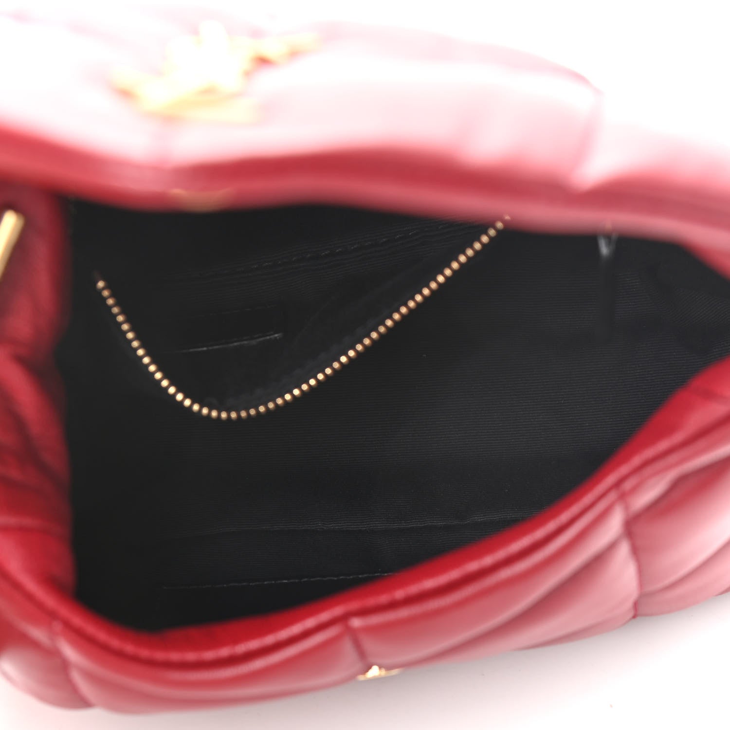 Saint Laurent Lambskin Quilted Toy Loulou Puffer Monogram Chain Satchel Red 5 of 10