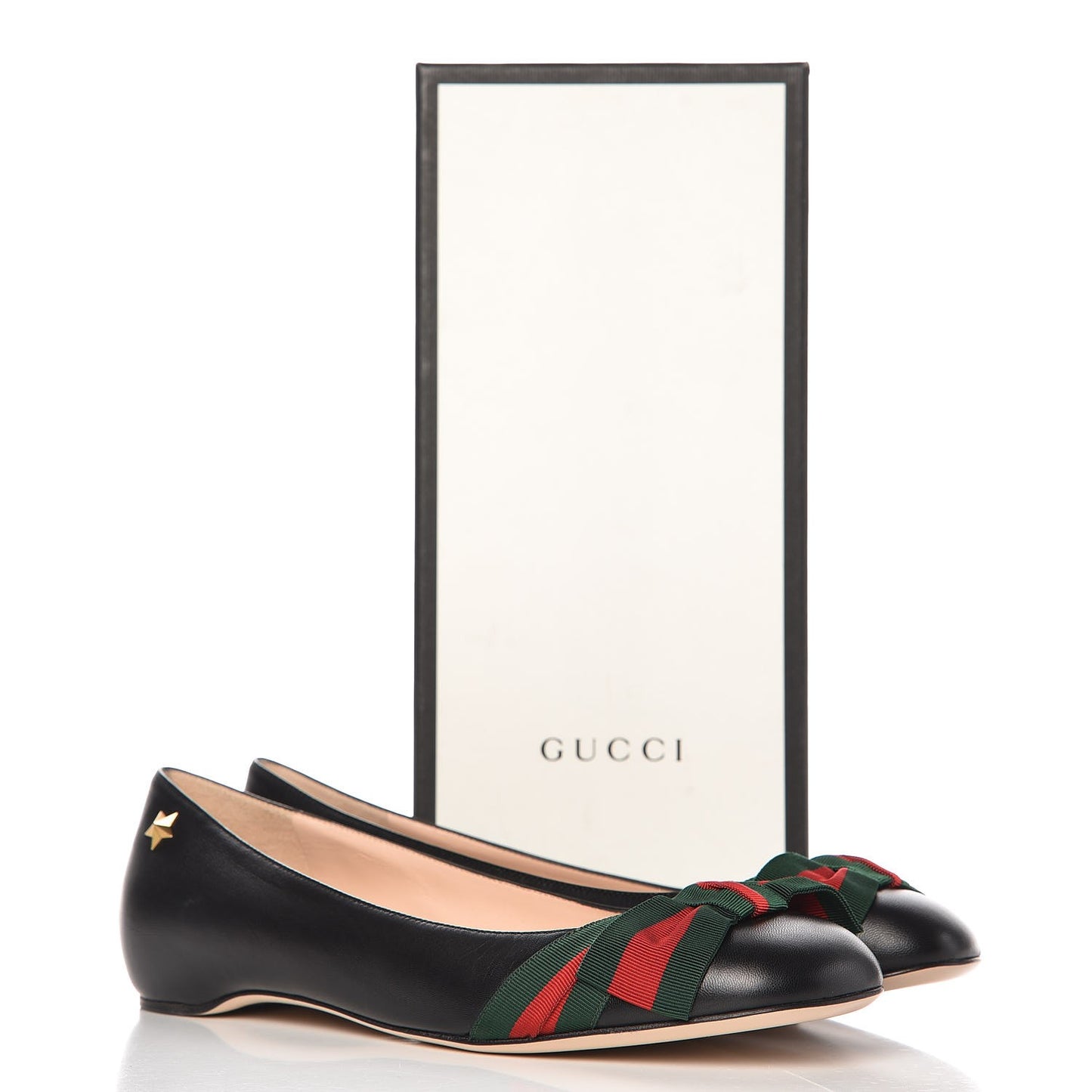 Calfskin Web Ballerina Flat 39 Nero Black