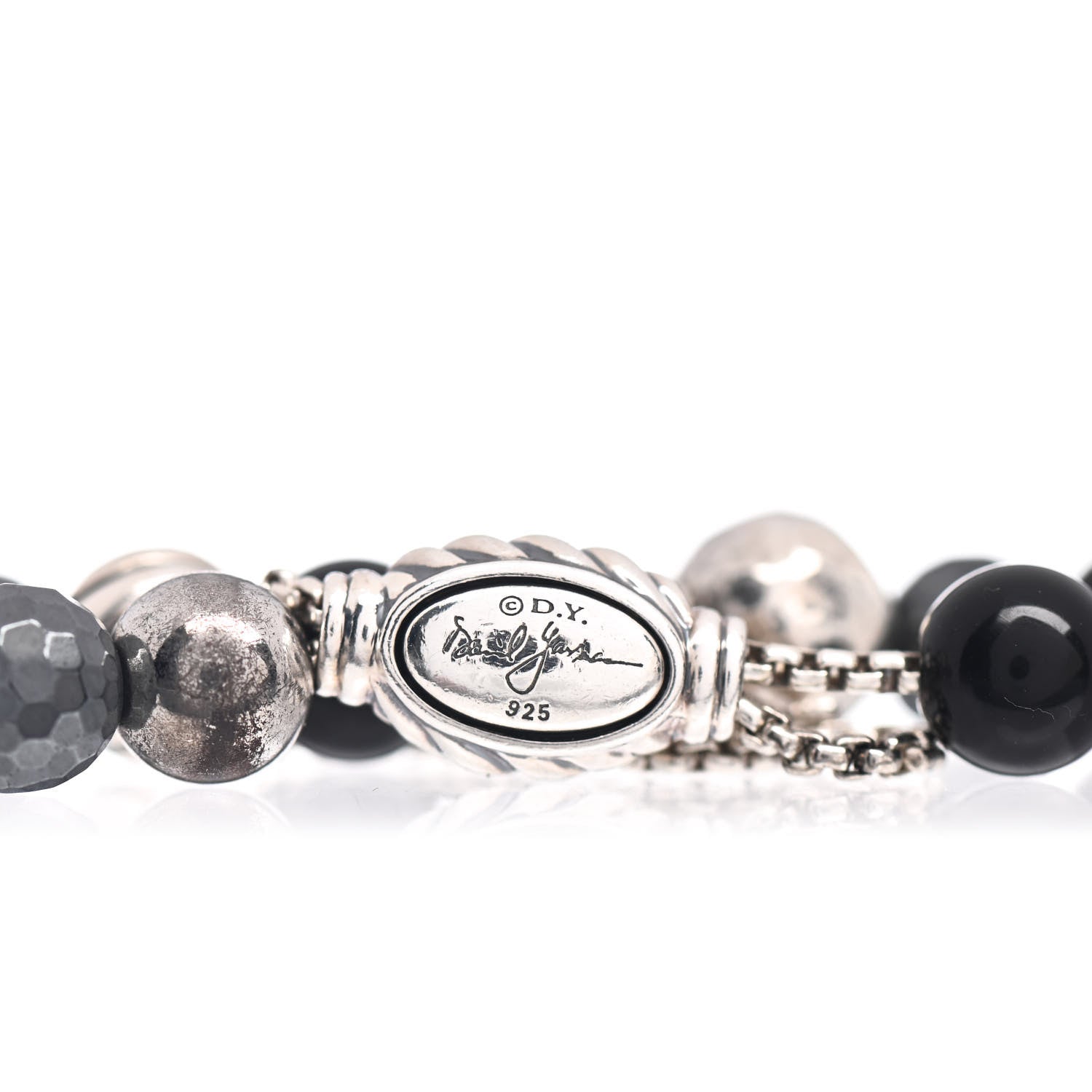 David Yurman Sterling Silver Black Onyx Hematite 8mm Elements Bead Bracelet 4 of 4