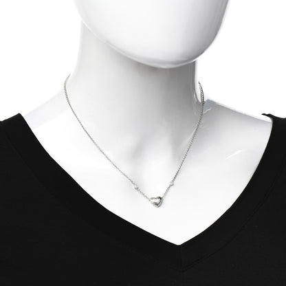 Tiffany 18K White Gold Diamond Paloma Picasso Hammered Heart Pendant Necklace 2 of 6