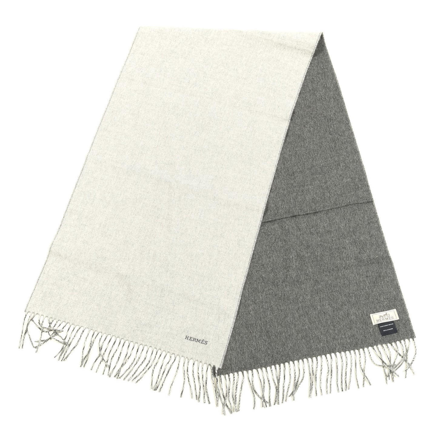 Cashmere Recto Verso Muffler Gris Clair Chiné Flanelle