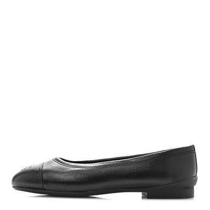 Chanel Lambskin Cap Toe CC Uniform Ballerina Flats 37.5 Black 1 of 9