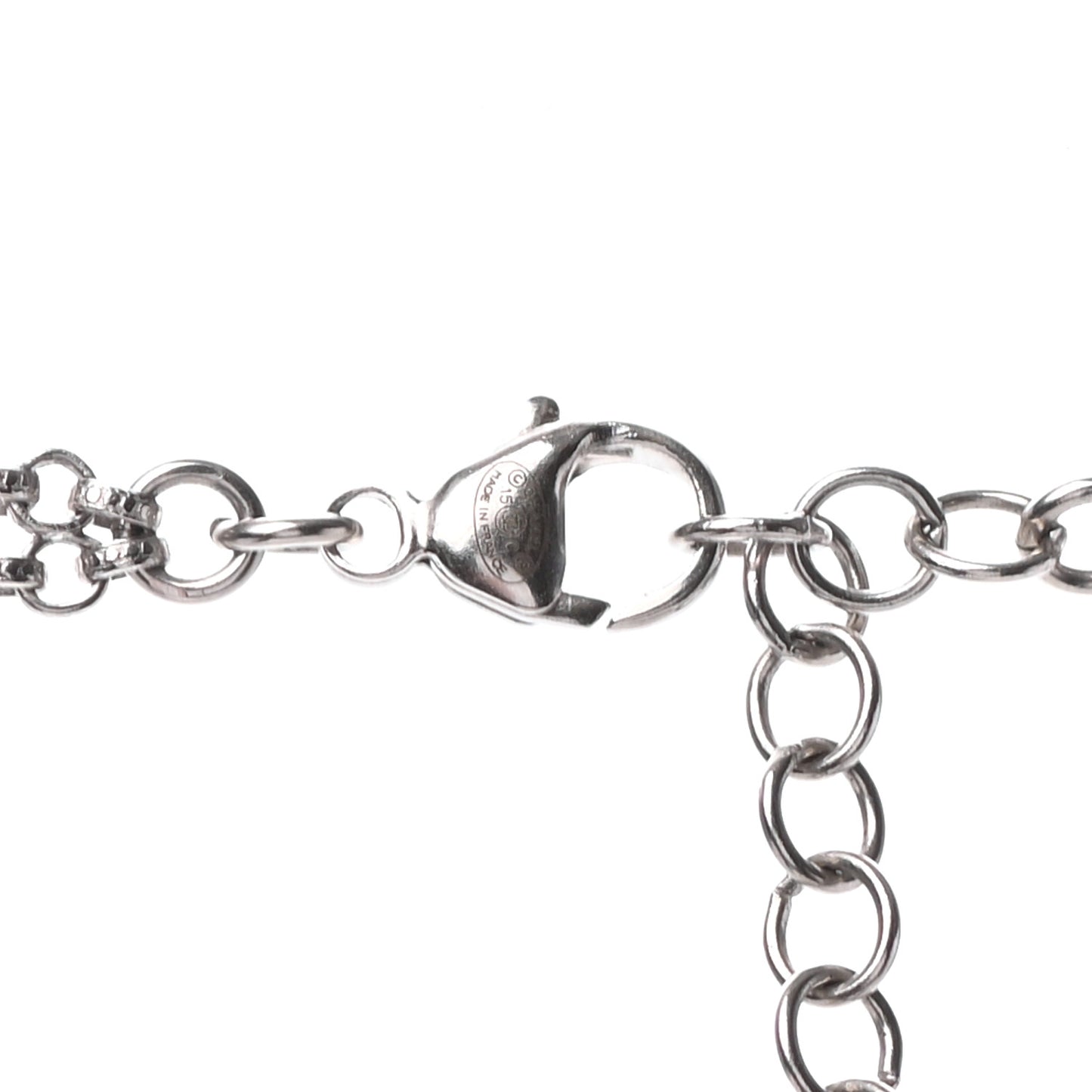Pearl Baguette Crystal CC Moon Long Necklace Silver