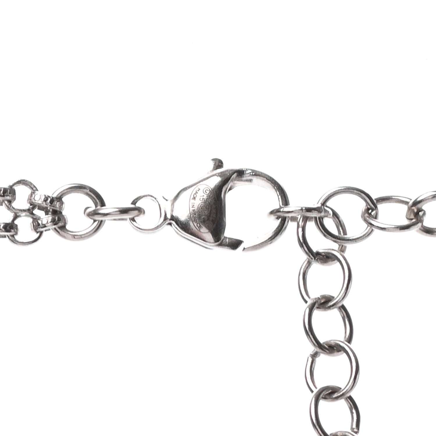 Chanel Pearl Baguette Crystal CC Moon Long Necklace Silver 4 of 5