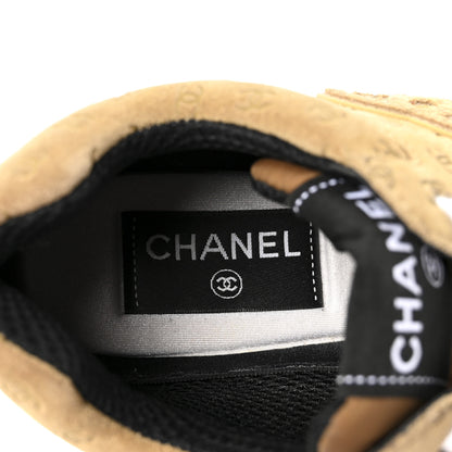 Chanel Nylon Suede Calfskin Printed CC Sneakers 36 Beige 37 Beige 8 of 9