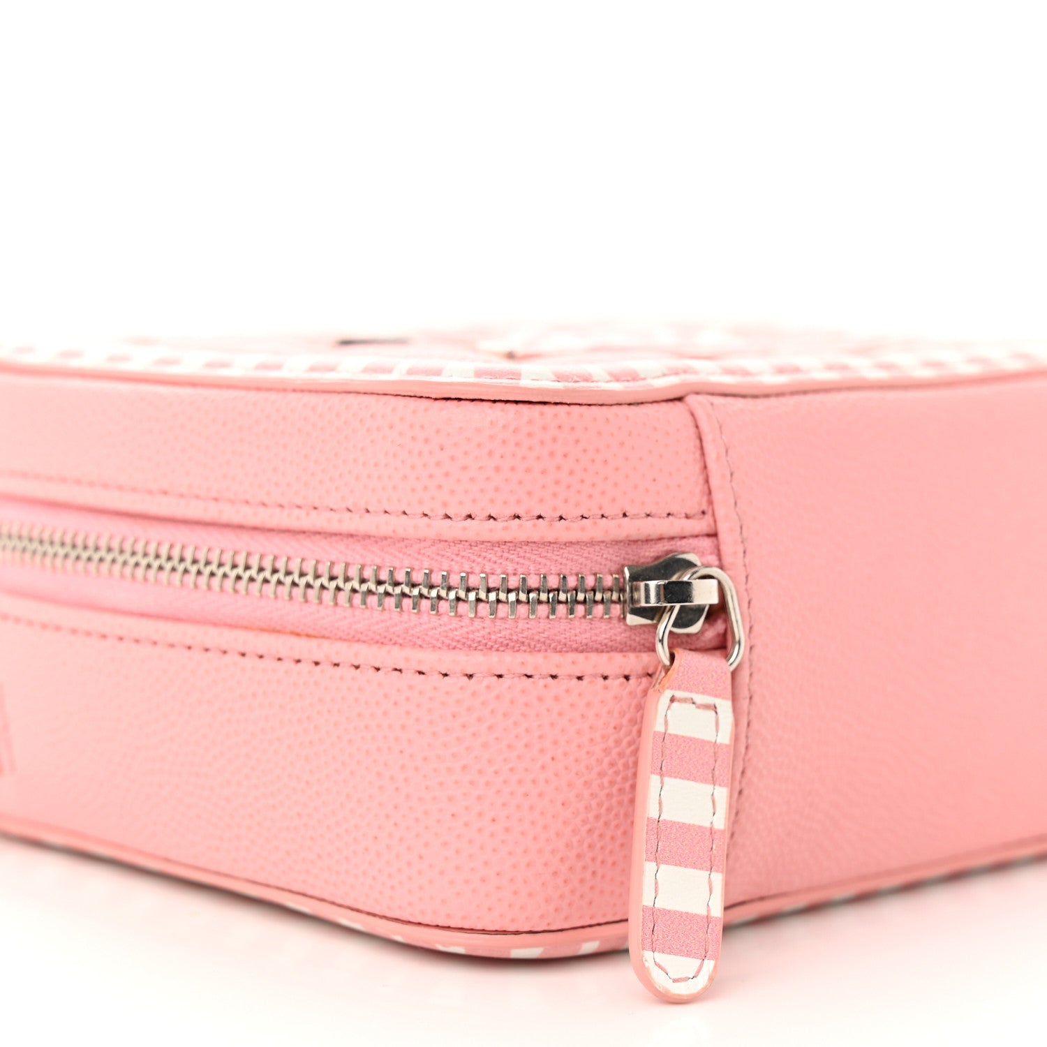 Chanel Caviar Quilted Striped CC Filigree Clutch With Chain Pink White 9 of 11