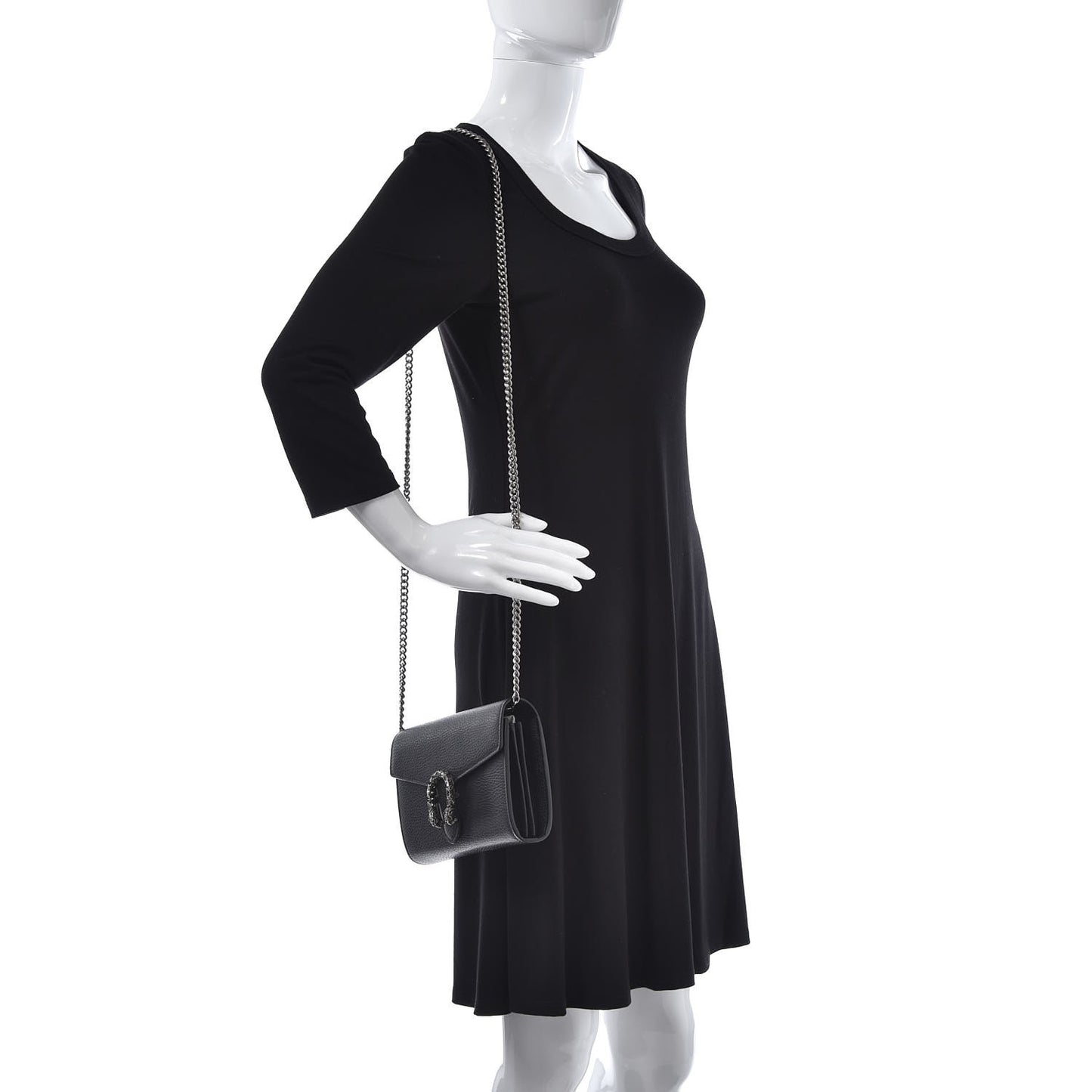 Calfskin Mini Dionysus Chain Wallet Black