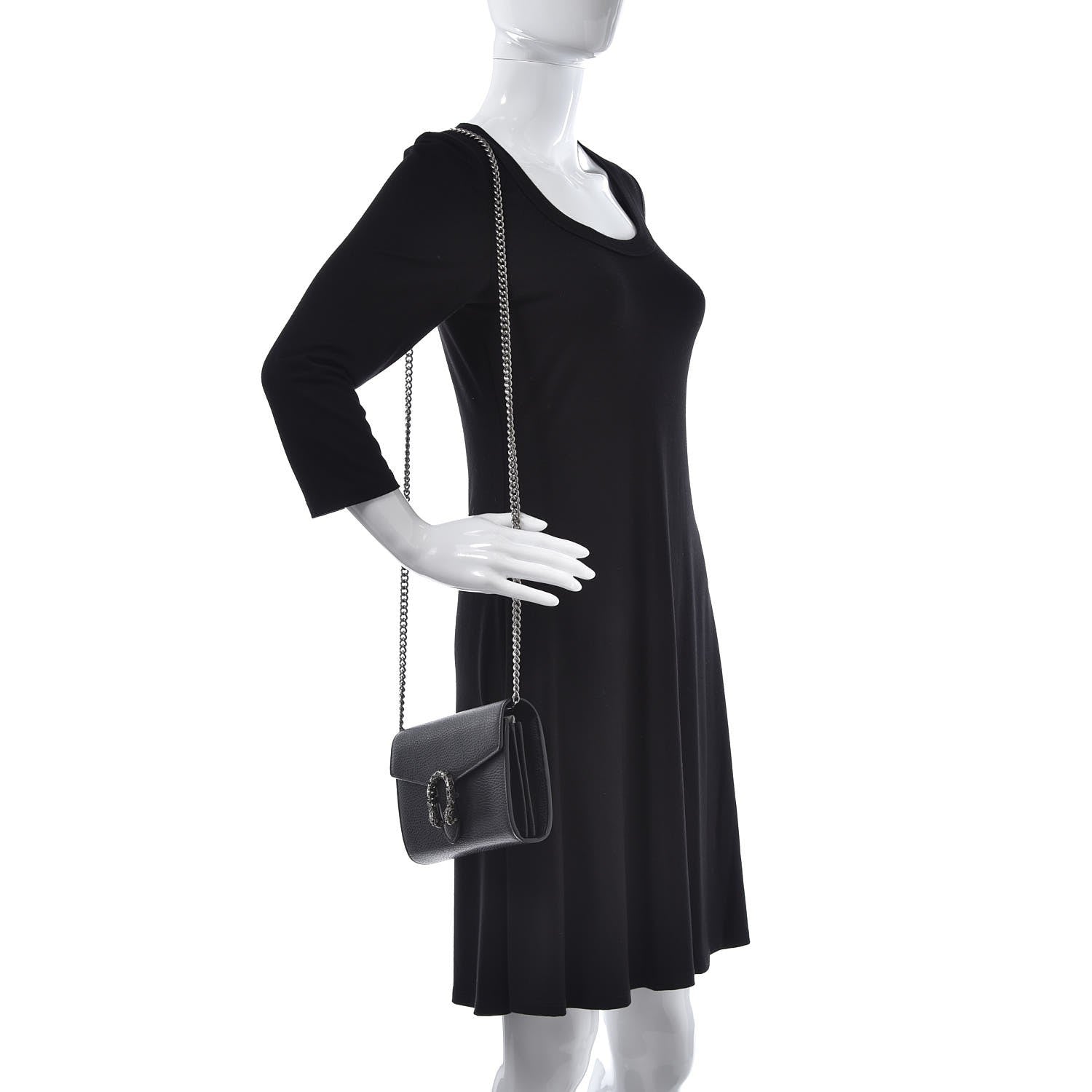 Gucci Calfskin Mini Dionysus Chain Wallet Black 2 of 6