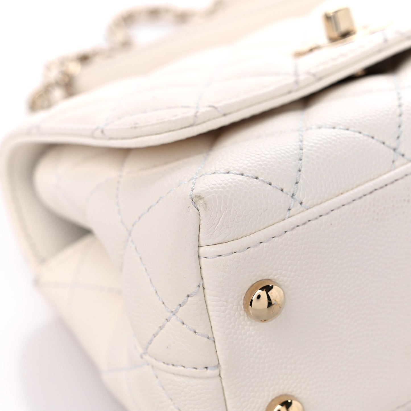 Caviar Quilted Extra Mini Coco Handle Flap White
