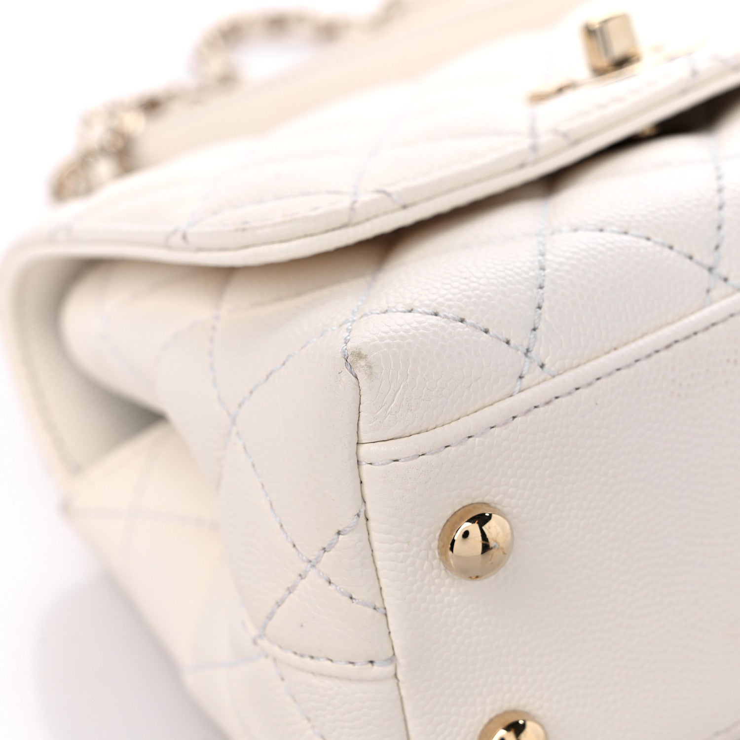 Chanel Caviar Quilted Extra Mini Coco Handle Flap White 8 of 12