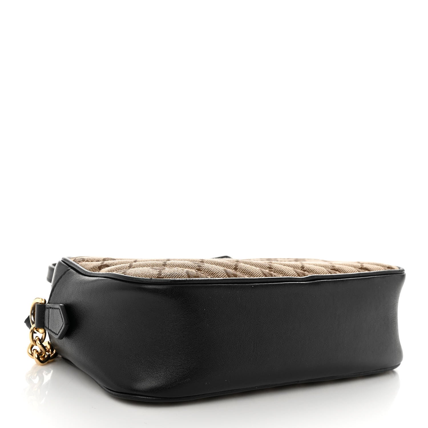 Gucci Monogram Matelasse Diagonal Small GG Marmont Chain Shoulder Bag Beige Black 4 of 14