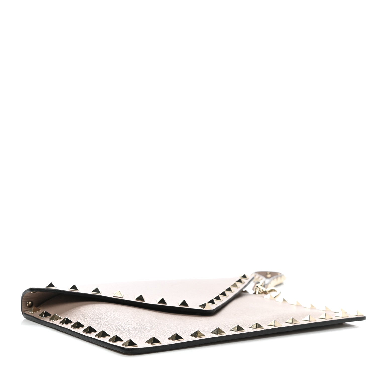 Valentino Garavani Pebbled Calfskin Medium Rockstud Envelope Flat Wristlet Pouch Poudre 4 of 6