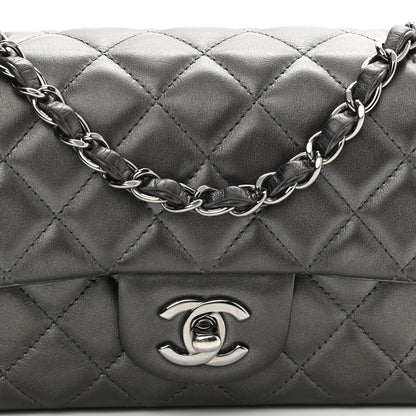 Chanel Iridescent Calfskin Quilted Mini Rectangular Flap Charcoal Grey 7 of 9