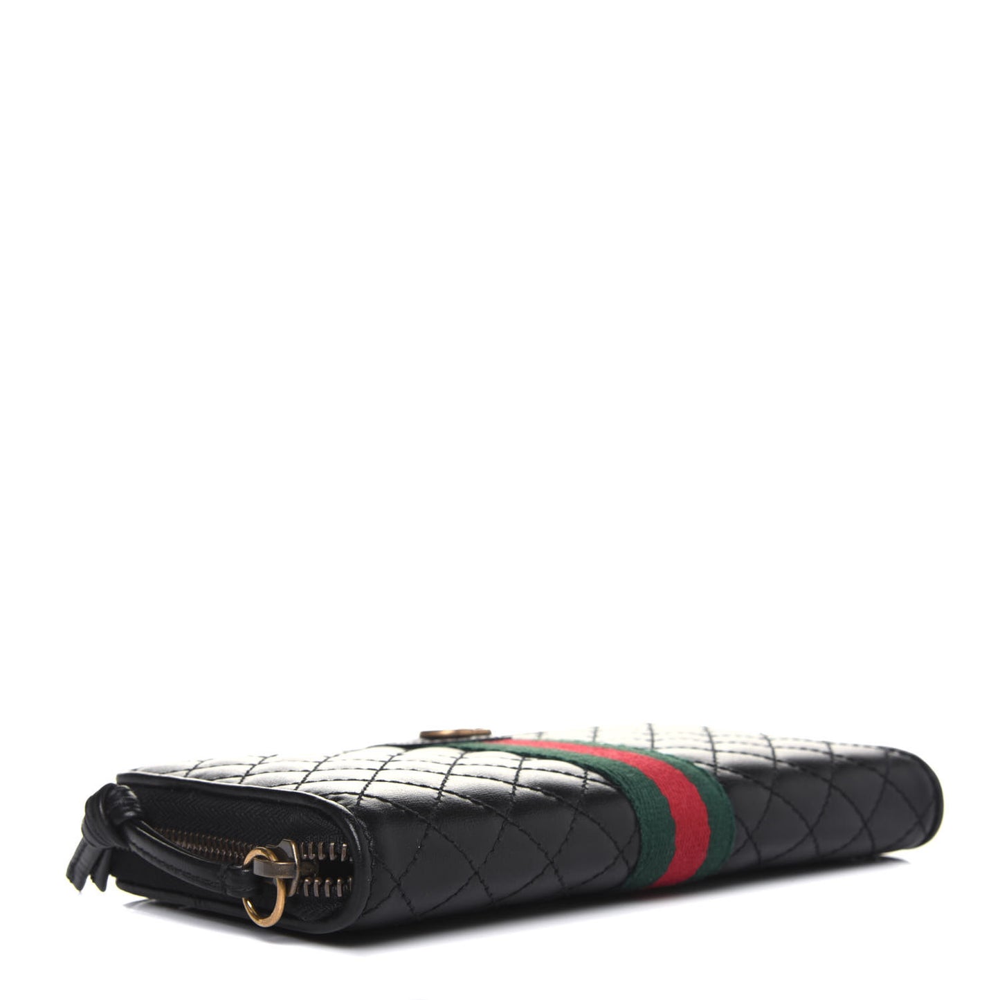 Calfskin Web Trapuntata GG Zip Around Wallet Black
