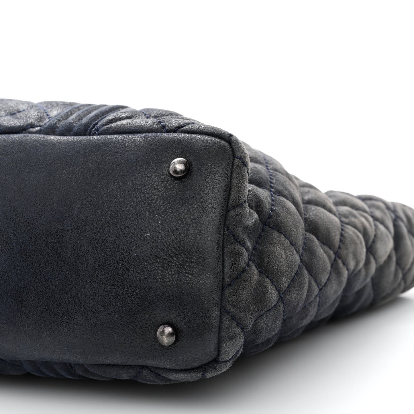 Iridescent Calfskin Quilted Large Gentle Boy Shopping Tote Navy