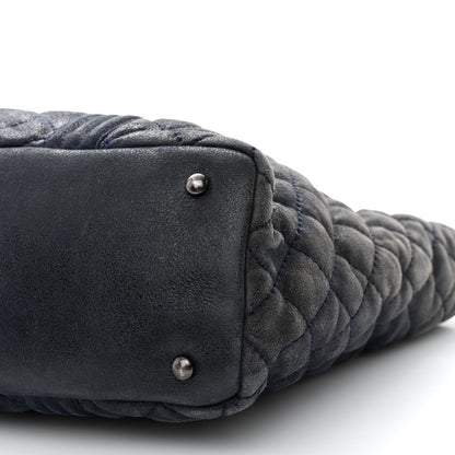 Chanel Iridescent Calfskin Quilted Large Gentle Boy Shopping Tote Navy 10 of 11