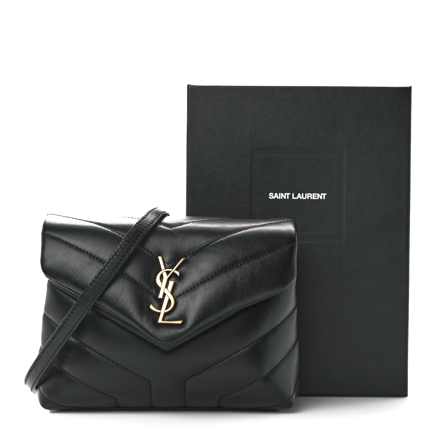 Saint Laurent Calfskin Y Quilted Monogram Toy Loulou Crossbody Bag Black 12 of 12