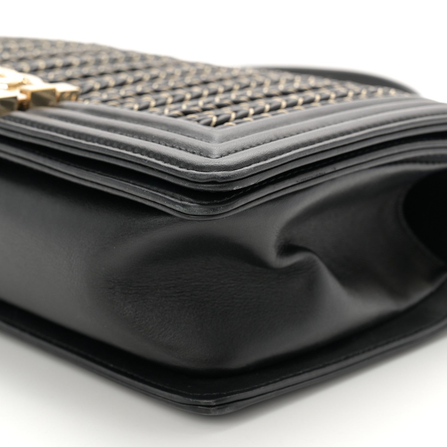 Chanel Calfskin Braided Medium Boy Flap Black 10 of 11