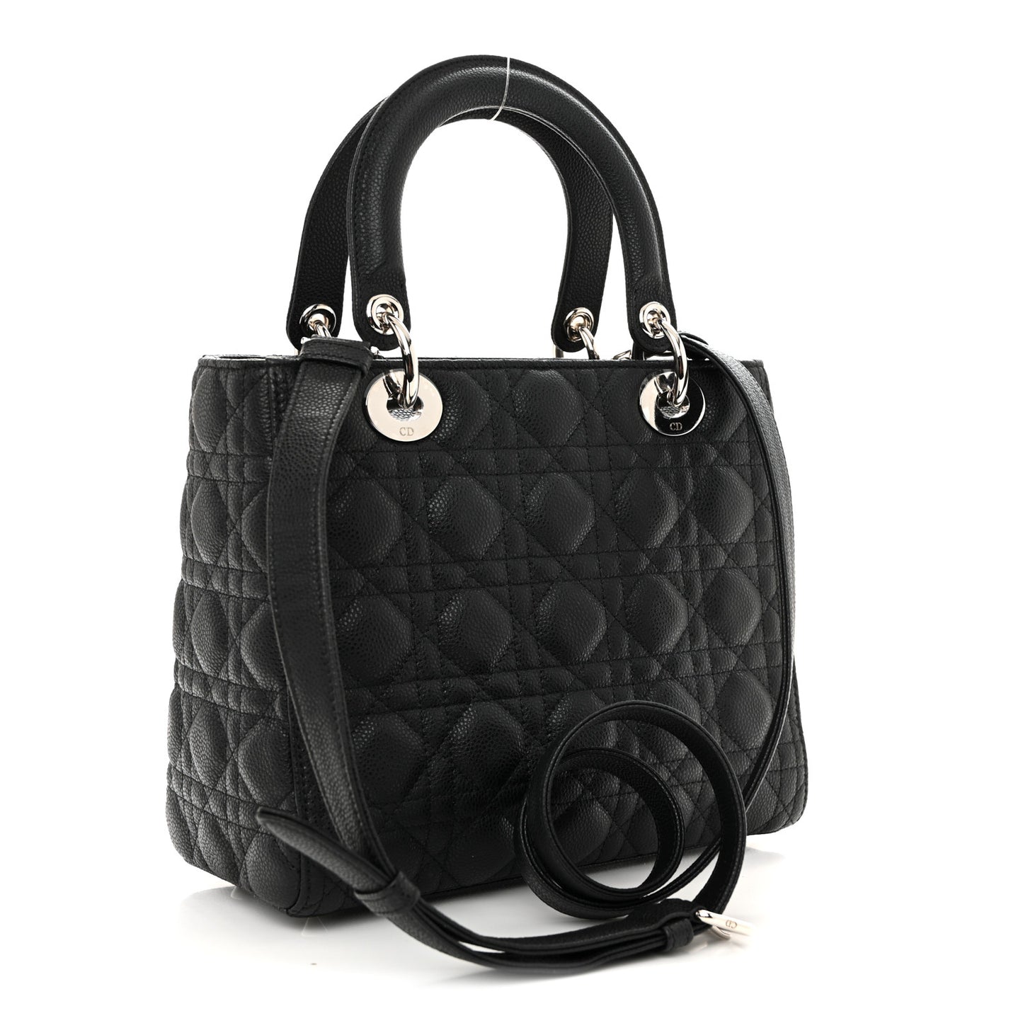 Grained Calfskin Cannage Medium Lady Dior Black
