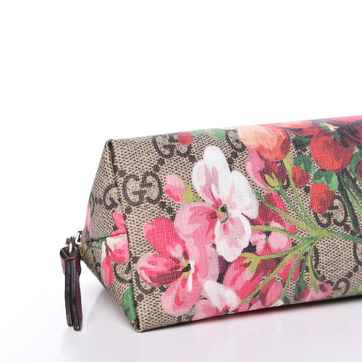 GG Supreme Monogram Blooms Large Pouch Cosmetic Case Beige Multicolor Dry Rose