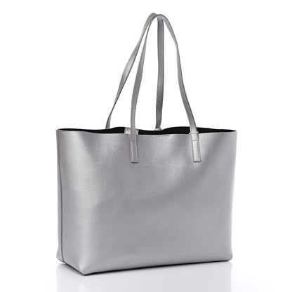 Saint Laurent Metallic Calfskin Large Shopping Tote Silver 4 of 11