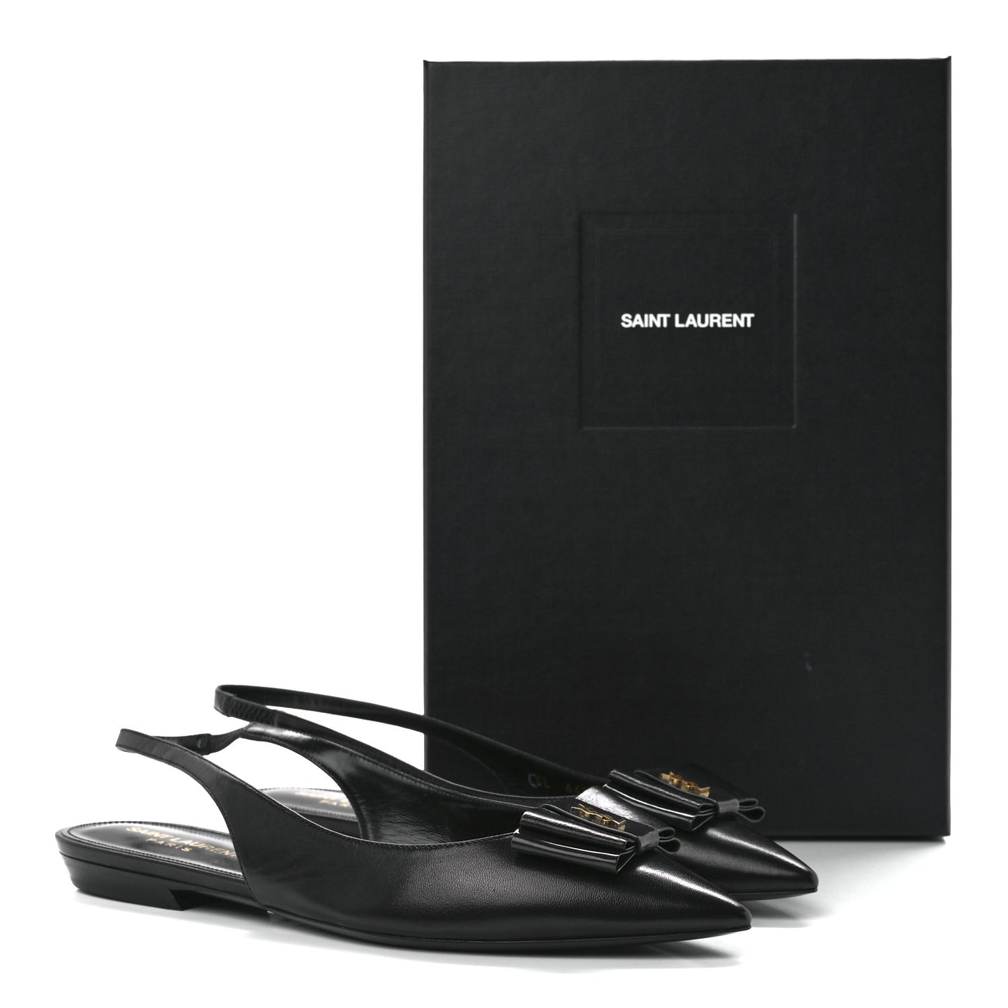 Patent Smooth Lambskin Anais Slingback Flats 38.5 Black