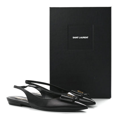 Saint Laurent Patent Smooth Lambskin Anais Slingback Flats 38.5 Black 9 of 9