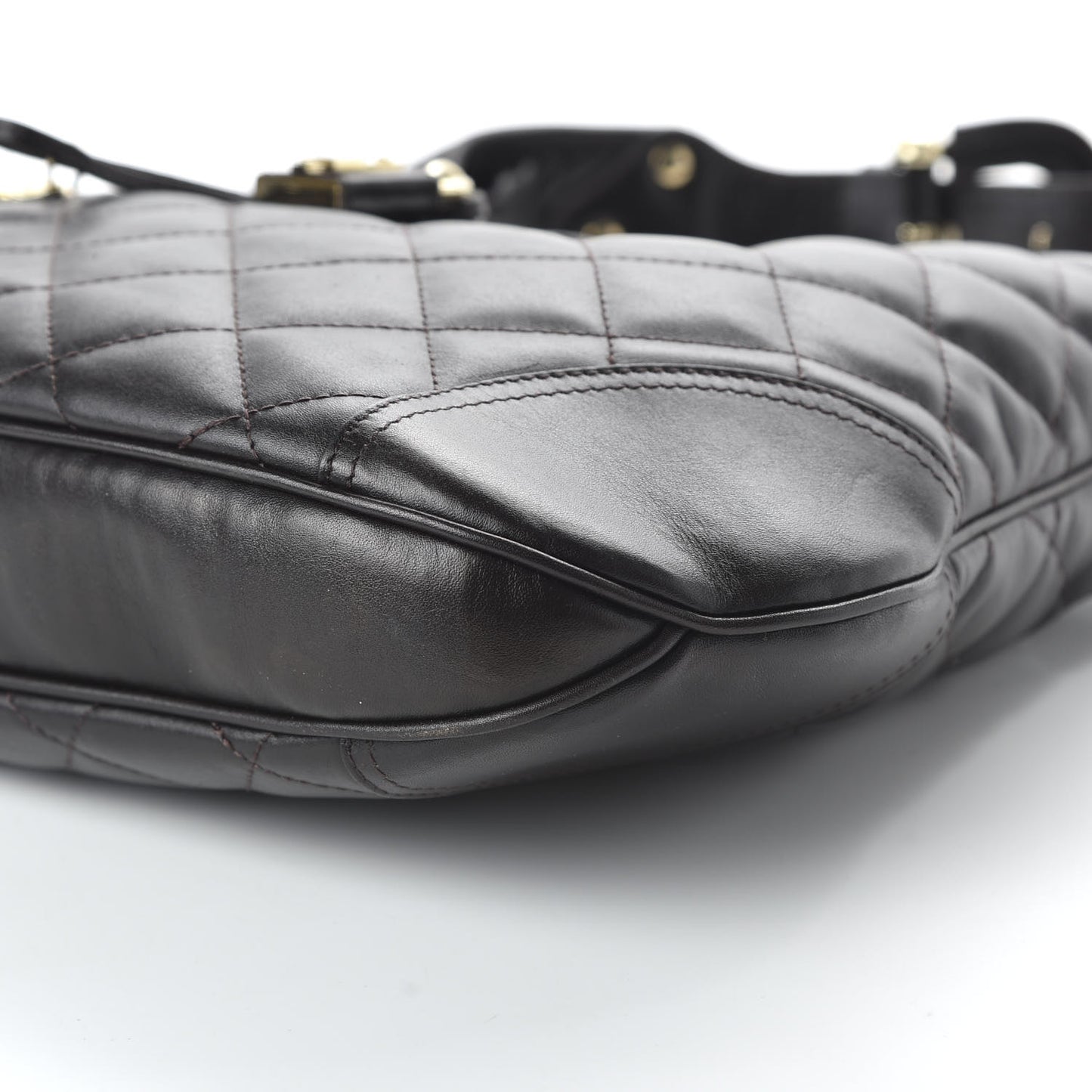 Calfskin Quilted Brook Hobo Dark Brown