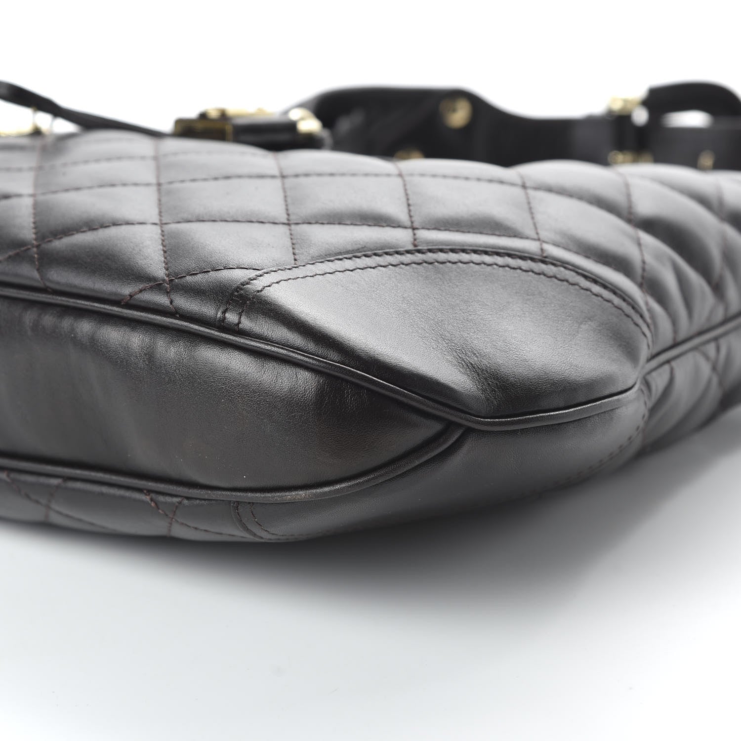 Burberry Calfskin Quilted Brook Hobo Dark Brown 7 of 10