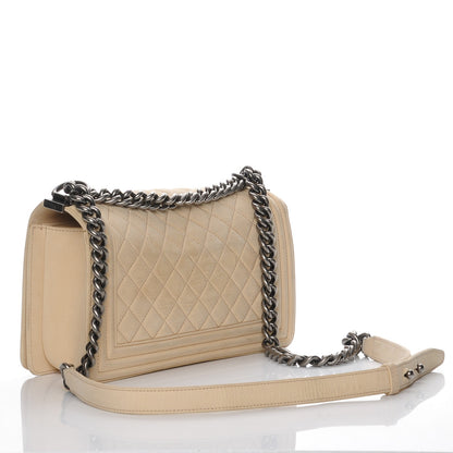 Chanel Nubuck Quilted Medium Boy Flap Beige 3 of 10