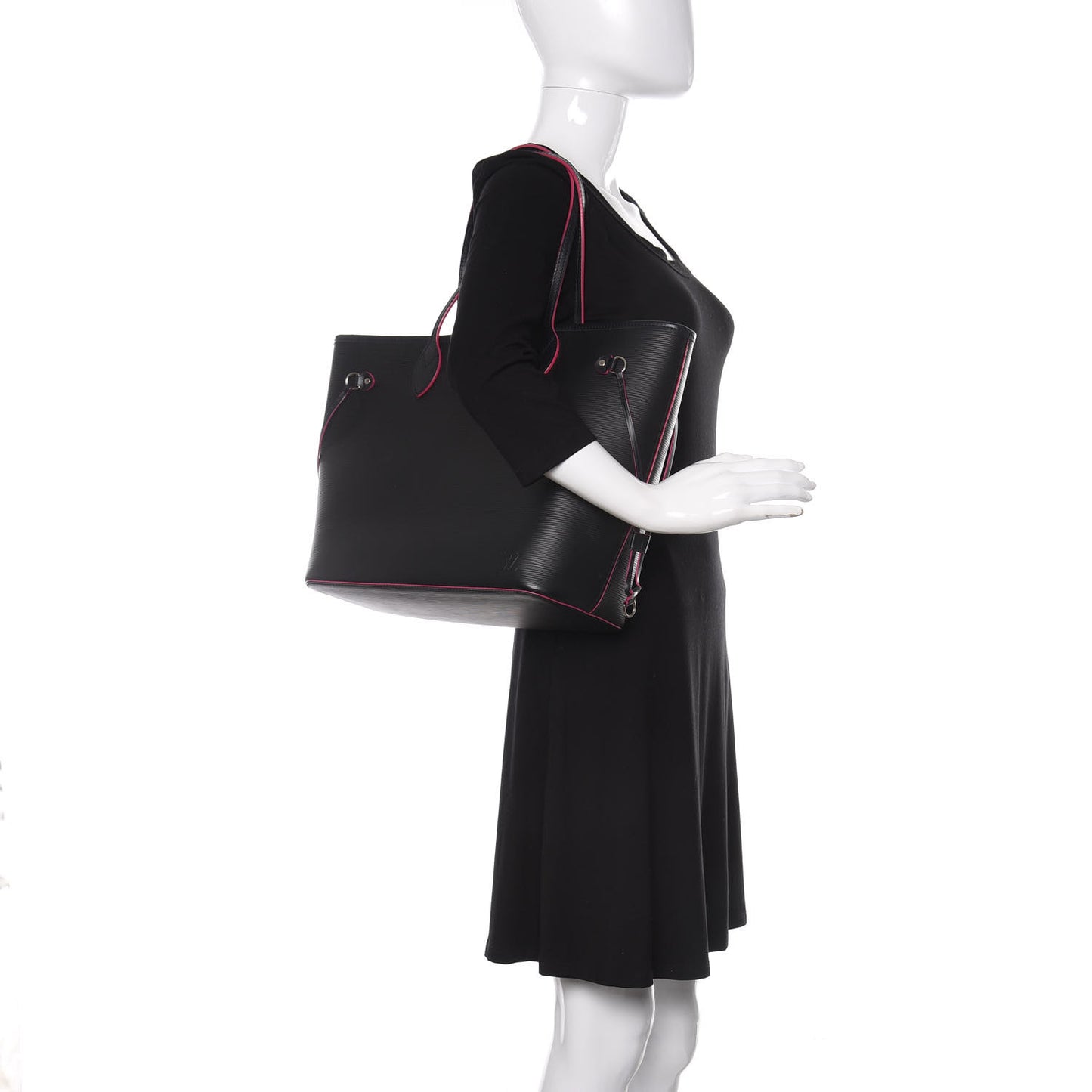 Epi Neverfull MM Black Hot Pink